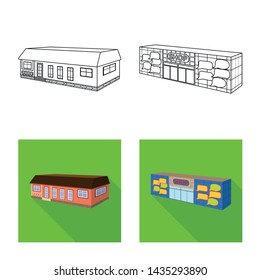 Vector illustration of facade and housing symbol. Collection of facade and infrastructure vector icon for stock.