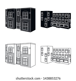 Vector illustration of facade and housing symbol. Collection of facade and infrastructure stock vector illustration.