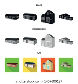Vector illustration of facade and housing symbol. Set of facade and infrastructure stock vector illustration.