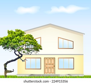 Vector illustration facade. Real Estate For Sale