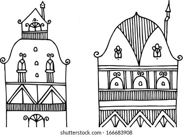 Vector illustration of facades