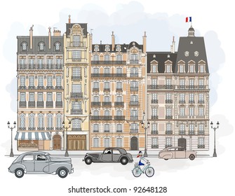 Vector illustration of facades in Paris