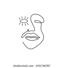 Vector illustration of a face. Abstract face outline