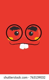 Vector illustration of face against colored background