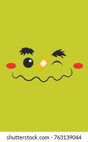 Vector illustration of face against colored background