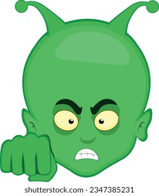 vector illustration face alien alien alien with an angry expression and giving a fist bump