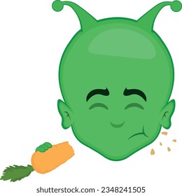 vector illustration face alien extraterrestrial cartoon eating a carrot