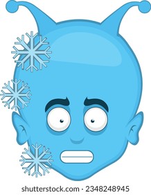 vector illustration face alien extraterrestrial cartoon, frozen with frost