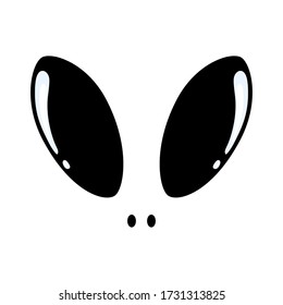 Vector illustration. The сute face of an alien isolated on white. Hand drawn simple doodle clipart. Space theme. Ideal for poster, banner.