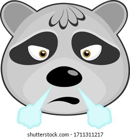 Vector illustration of the face of an angry cartoon raccoon