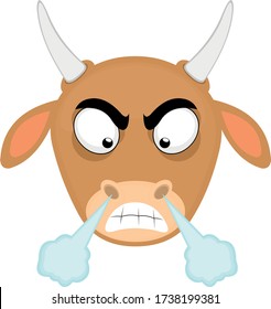 Ilustración vectorial de la cara de una vaca de dibujos animados furiosa