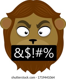 Vector illustration of the face of an angry lion