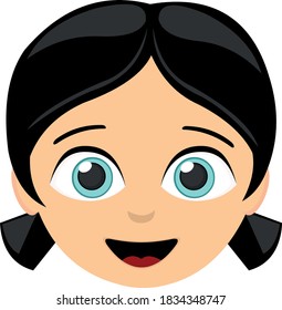 Vector illustration of the face of a baby with blue eyes