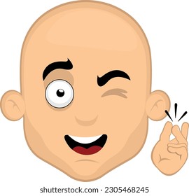 ilustración vectorial cara hombre calvo dibujos animados guiños y dedos gordos