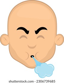 ilustración vectorial de la caricatura de un hombre calvo soplando