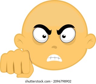 Vector illustration of the face of a bald and yellow cartoon character, giving a fist bump