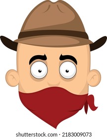 Vector illustration of the face of a bandit from the far west