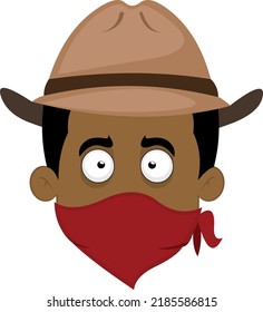 Vector illustration of the face of a bandit from the far west