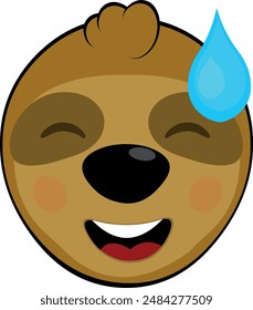 vector illustration face bear sloth character animal cartoon, with an expression of shame and a drop of sweat