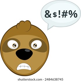 vector illustration face bear sloth character animal cartoon, with a speech bubble and insult text