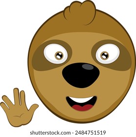 vector illustration face bear sloth character animal cartoon, with a happy expression and doing vulcan salute with his hand