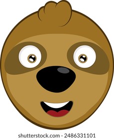 Ilustración vectorial cara oso perezoso personaje animal de dibujos animados, con una expresión feliz