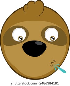 vector illustration face bear sloth character animal cartoon, spitting saliva