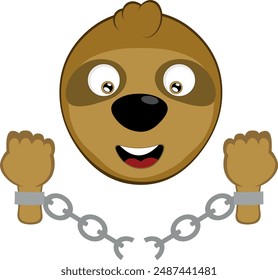 vector illustration face bear sloth character animal cartoon, breaking chains in freedom and enmancipation
