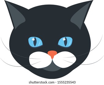 Vector Illustration Face Black Tabby Cat Stock Vector (Royalty Free ...