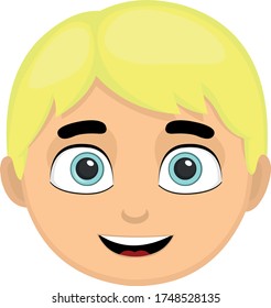 Vector illustration of the face of a blond boy with light eyes