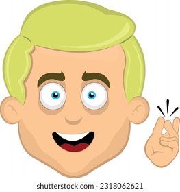 ilustración vectorial de un caricaturista rubio con ojos azules chocando la mano de los dedos