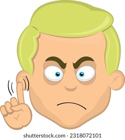 ilustración vectorial de un hombre de dibujos animados rubios con ojos azules, diciendo no con un gesto de mano