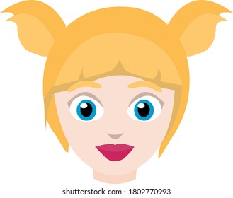 Vector illustration of the face of a blonde girl