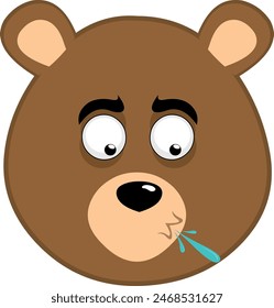 vector illustration face brown bear grizzly cartoon spitting saliva