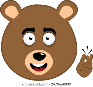 vector illustration face brown bear grizzly cartoon snapping your fingers hand