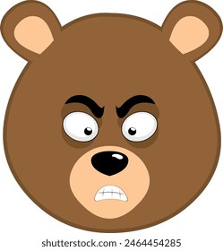 vector illustration face brown grizzly bear cartoon with angry expression