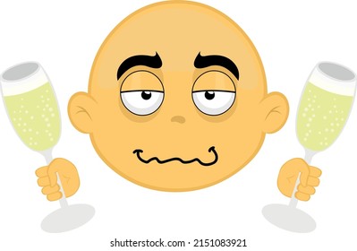 Vector Illustration Face Cartoon Character Bald Stock Vector (Royalty ...