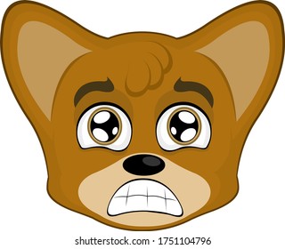 Vector illustration of the face of a cartoon fox, with an expression of fear