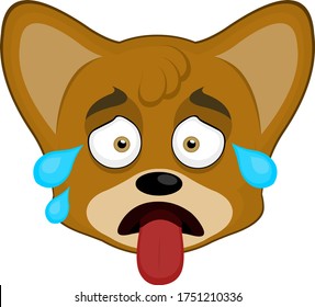 Vector illustration of the face of a cartoon fox panting