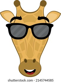 Vektorgrafik des Gesichts einer Cartoon-Giraffe mit Sonnenbrille