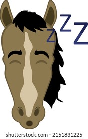 Vector illustration of the face of a cartoon horse sleeping