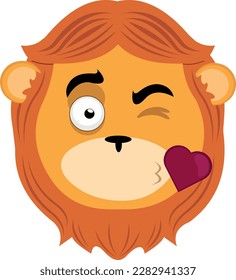 ilustración vectorial de un león de dibujos animados dando un beso en forma de corazón