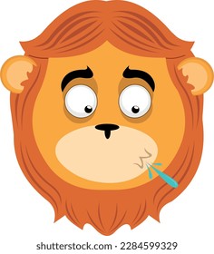 vector illustration face of a cartoon lion spitting