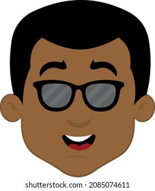 Vector illustration of the face of a cartoon man with sunglasses