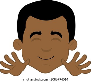 Vector Illustration Of The Face Of A Cartoon Man Waving