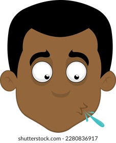 vector illustration face of a cartoon man spitting