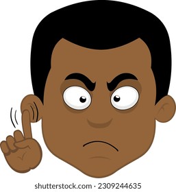 vector illustration face of a cartoon man saying no with a gesture of his hand