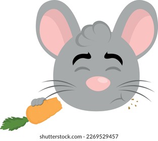 ilustración vectorial de un ratón de dibujos animados comiendo una zanahoria