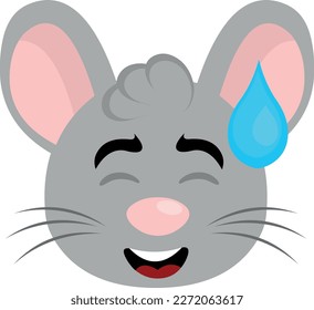 vector illustration face of a cartoon mouse with an expression of embarrassment and a drop sweat on his head