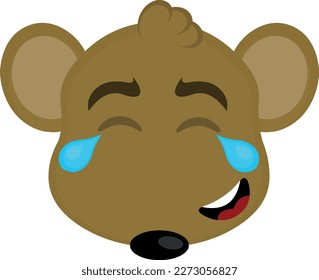vector illustration face of a cartoon mouse with tears of joy
